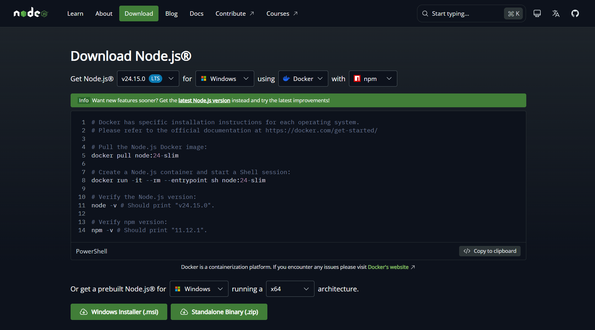 Node.js Download Page